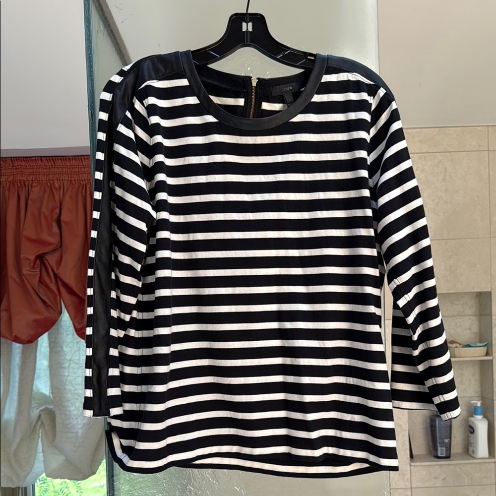 J. Crew Black and White Striped Top